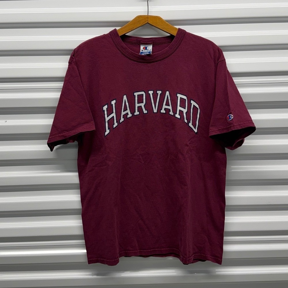 Vintage 80s Harvard University Champion Spell Out Maroon Mens Large Shirt‎